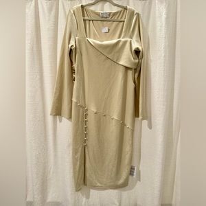 ASOS DESIGN ribbed cut out button detail midi dress in cream